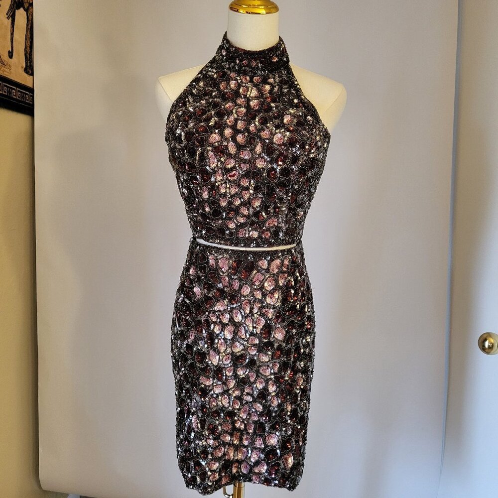 Beautiful Sherri Hill two piece dress heavily embellished Size 4